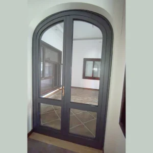 Aluminum-Clad Wood Double Hurricane-Impact Casement Exterior Swing Door with Heat Insulation for Bedrooms and Apartments