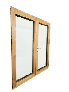 Aluminum Clad Wood Double Swing Door C SA Approved Passive Thermal Insulation for Exterior Bathroom and Kitchen