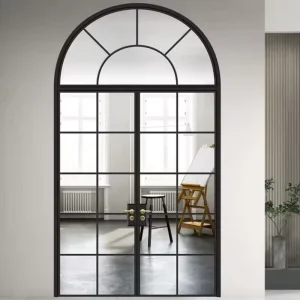 Aluminum Double French Glass Exterior Entry Door with Swing-Open Design