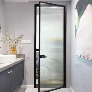 Aluminum Double Glass Narrow Frame Casement Door Bathroom Door Toilet Door