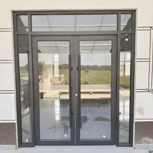 Aluminum Double Swing Door with Glass for Commercial Patio Entrance