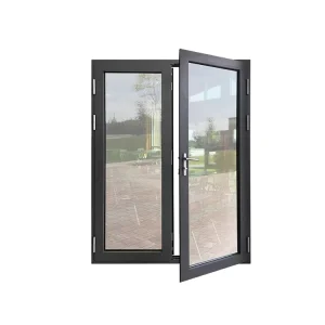 Aluminum Double Swing Door with Tempered Glass for Residential Buildings