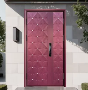 Aluminum Double Swing Exterior Entry Door, Waterproof, for House and Apartment Front Entrance