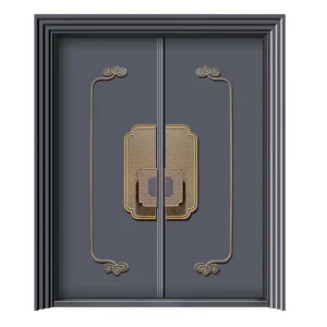 Aluminum Double Swing Exterior Entry Door with Zinc Alloy Anti-Theft Hardware for Outdoor Use