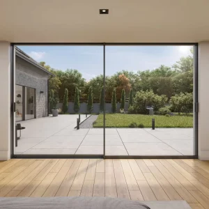Aluminum Double Tempered-Glass Sliding Door Custom Size Impact- and Hurricane-Resistant Interior Door