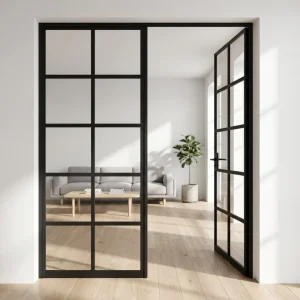 Aluminum Double Tempered Glass Swing Door for Office or Balcony Partition