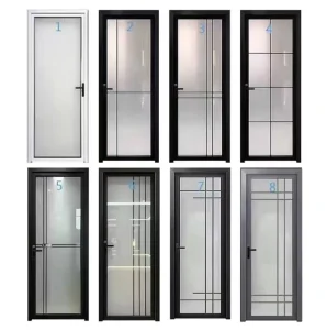 Aluminum Elegant 50 Medium Narrow Aluminum Alloy Frosted Glass Swing Door