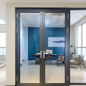 Aluminum Entry Door with Italian Style, Double-Pane Glass, and Thermal Insulation for Hotels and Apartments