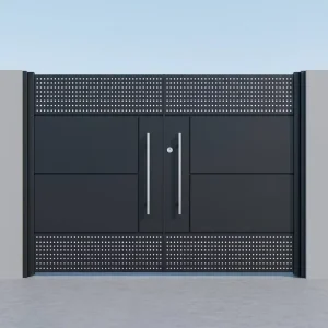 Aluminum Exterior Double Entry Door Slim Profile Modern Style Weatherproof Seal Wind Resistant Custom Size and Color