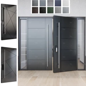 Aluminum Exterior Main Entrance Door Unequal Double-Leaf Front Door