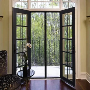 Aluminum Exterior Metal Entry Door Swing Glass Thermal Insulation CE Certified Custom Size
