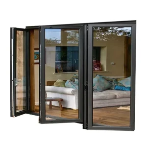Aluminum Folding Door with Thermal Insulation, ISO9001 Certification, and Large Glass Panels for Hotel Use