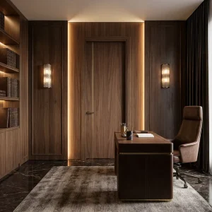 Aluminum Frame Door with Solid Wood Surface for Bedroom