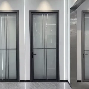 Aluminum Frame Glass Hinged Swing Door for Bathroom Waterproof