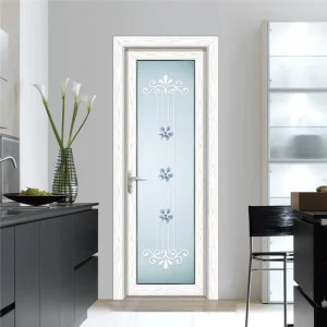 Aluminum Frame Glass Swing Door with Frosted Glass for Bathroom