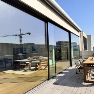 Aluminum Frame King-Size Balcony Exterior Sliding Glass Door for Apartment, Villa, Hotel, or Gym