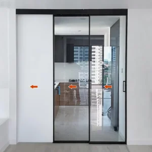 Aluminum Frame Sliding Glass Door, Soft Closing, 8mm Glass, for Kitchen and Interior