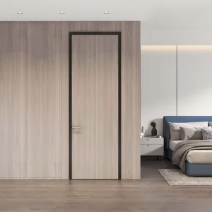 Aluminum-Frame Solid Wood Interior Swing Door, Windproof, Finished Surface