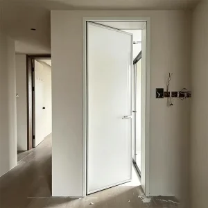 Aluminum Frame Ultra-Narrow Swing Door with Tempered Glass for Interior Bathroom and Kitchen