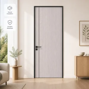 Aluminum-Frame Wood Door with Melamine Decorative Panel and Soundproof Design for Projects and Hospitals
