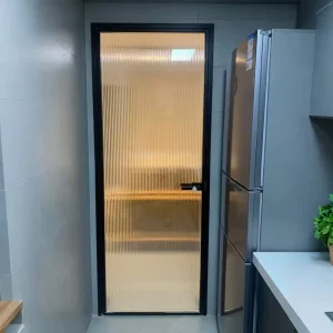 Very Narrow Postmodern Design Hubei Origin Bathroom Door Changhong Glass Engineering Swing Door Aluminum Alloy Glass Door
