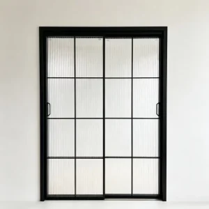 Aluminum French Sliding Door Ultra Slim Frame Prehung Interior Vintage Texture Glass Kitchen Partition Manufacturer