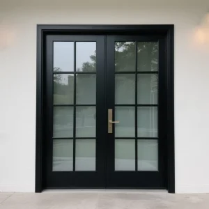 Aluminum French Swing Door with Thermal Break Double Glass for Residential Commercial Entry