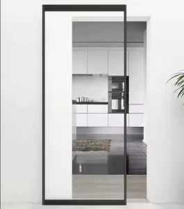 Aluminum Ghost Door with Hidden-Track Narrow-Frame Glass Sliding Door