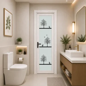 Aluminum Glass Bathroom Door With Waterproof Construction And Easy Cleaning