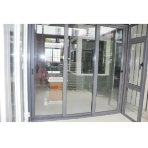 Aluminum Glass Black Trackless Design Sliding Door