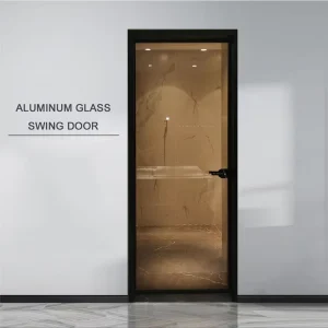 Aluminum Glass Hidden Pivot Hinge Casement Swing Door for Bathroom or Bedroom