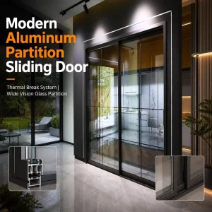 Aluminum Glass Partition Door with Widened Thickened Narrow Edge Push-Pull Design for School Use Waterproof