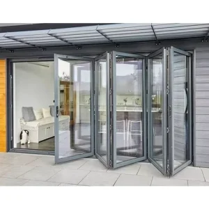 Aluminum Glass Patio Exterior Bifold Doors Double Glazing Aluminum Sliding Folding Door