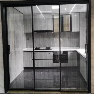 Aluminum Glass Slim Frame Sliding Kitchen Slide Door Divider Partition Frosted Glass Aluminium Doors Swing Room Door for House