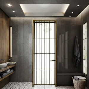 Aluminum Glass Swing Door Tempered Frosted Glass Custom Size for Interior