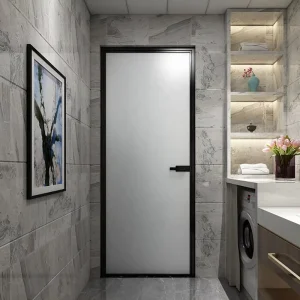 Aluminum Glass Swing Door with Metal Frame for Bathroom