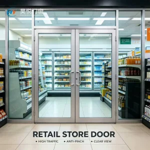 Aluminum Glass Swing Door with Sound Insulation for Retail Stores