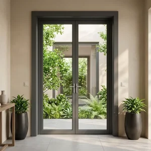Aluminum Hinge Swing Casement Door with Double-Glazed Tempered Glass, Awning, and Sliding Door Frame