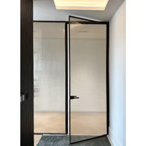 Aluminum Interior Single Doors with Privacy Glass for Houses Narrow Frame Swing Door Crittal Glass Door