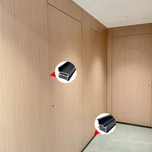 Aluminum Invisible Door, Wooden Hidden Wall Door with Aluminum Frame, Modern Interior Bedroom Flat Frameless Door Profile