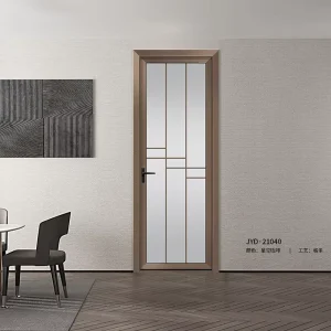 Aluminum-Magnesium Alloy Postmodern Soundproof Frosted Tempered Glass Swing Door for Kitchen and Bathroom