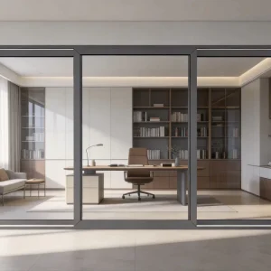 Aluminum Medium-Narrow Floor Sliding Glass Door, Soundproof, Windproof, Rainproof, for Living Room and Balcony