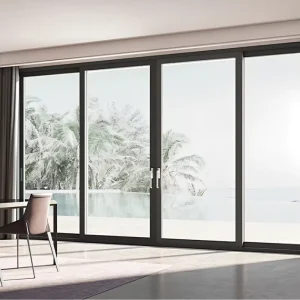 Aluminum Narrow-Frame Thermal-Insulation Double-Glazed Tempered Glass Sliding Door for Living Room or Bedroom