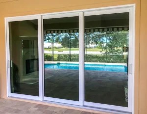 Aluminum Patio Sliding Doors Narrow Frame Big Panel Double Tempered Glass Apartment Use Modern Style Waterproof