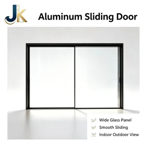 Aluminum Patio Slim Narrow Frame Panoramic Floor-to-Ceiling Double-Glass Windproof Black Frame Sliding Door Factory Direct