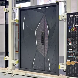 Aluminum Revolving Entry Door with Sidelights and Smart Lock for Villa