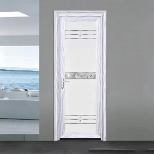 Aluminum Security Glass Swing Door Australian Standard Bathroom Door Solid Wood Finish for Hotels