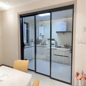 Aluminum Sliding Door with Thermal Insulation and Double Tempered Glass for Interior Bathrooms, Bedrooms, and Malls