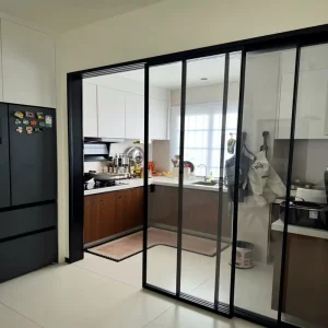 Aluminum Sliding Kitchen Door, Oil-Resistant, Easy-Clean Tempered Glass, Waterproof, Custom