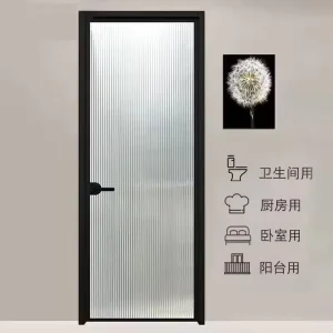 Aluminum Swing Door with Tempered Glass Waterproof for Interior Hospital Kitchen Bathroom Apartment Use